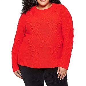 Ava & Viv Cable Knit Pom Pom Sweater